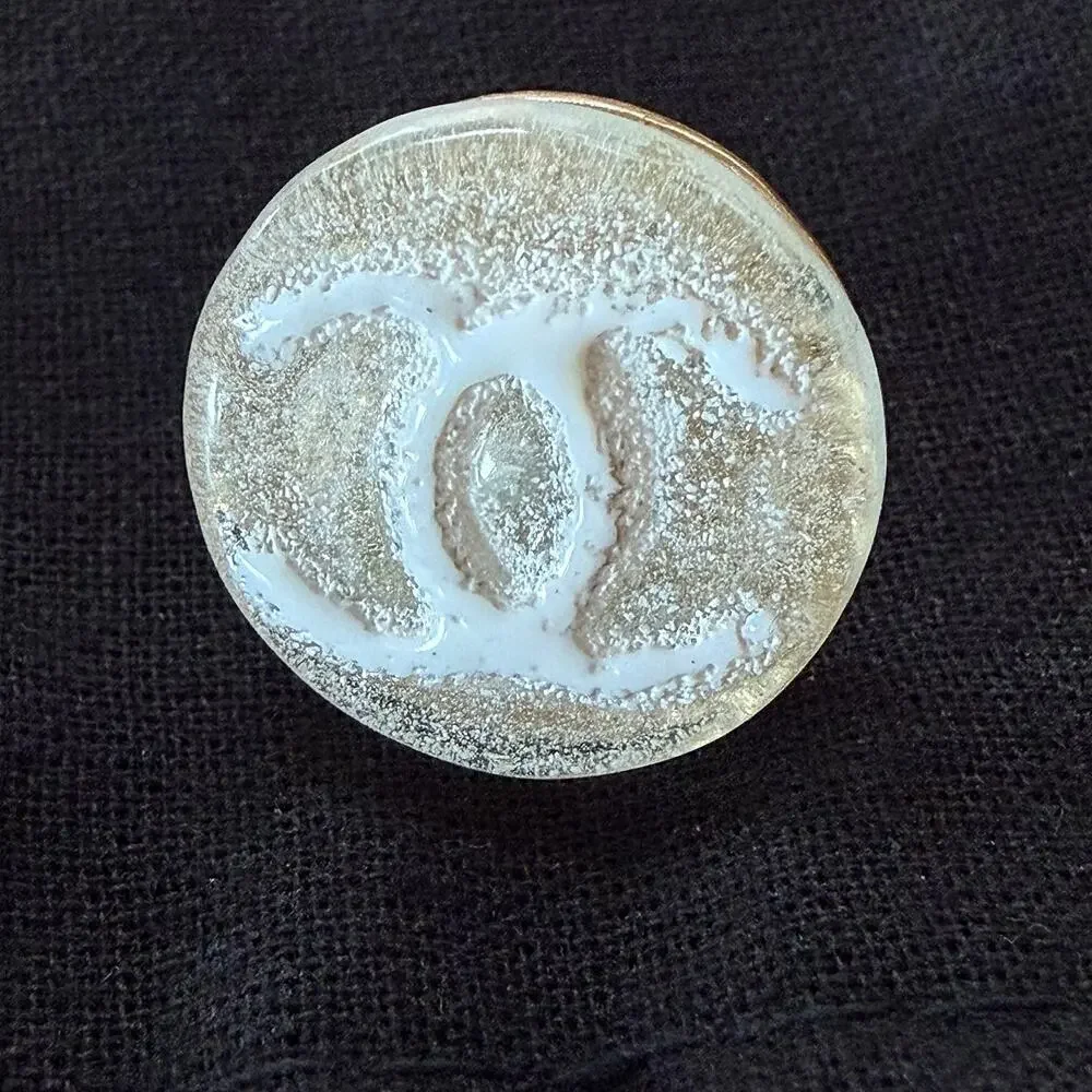 Rare Chanel Mini CC Logo Resin Pin Brooch Vintage NWOT